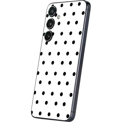 White and Black Polka Dots Galaxy S25 Skin